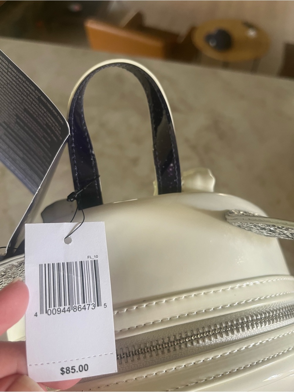 Loungefly White and Silver Mickey Ear Mini Backpack with Galaxy Pocket - Picture 11 of 14